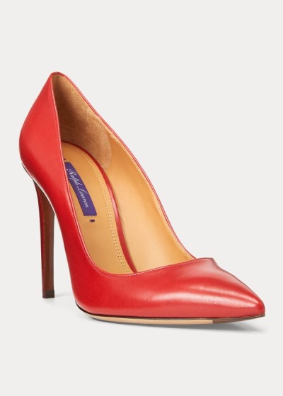 Bombas Ralph Lauren Mujer Rojos Oscuro - Celia Calfskin - WVDTE6385